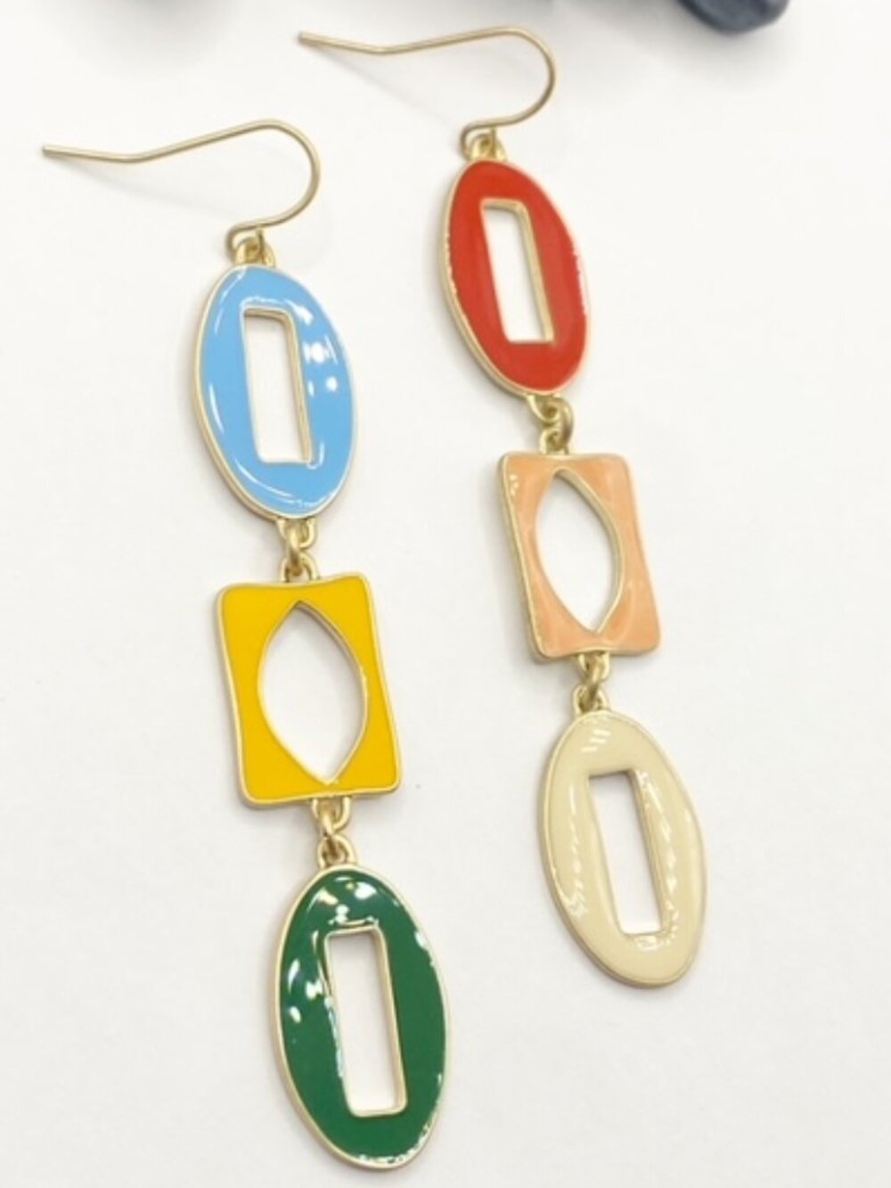 NEW Bright Enamel Colors Hoop Dangle Earrings